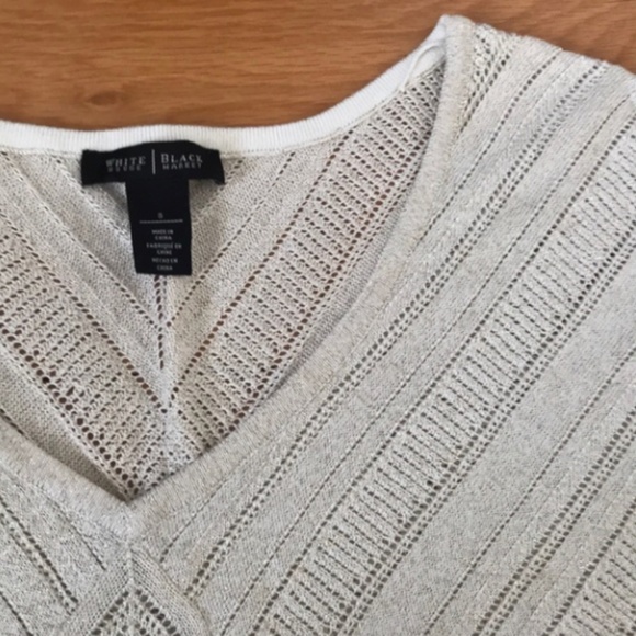 Cream sweater w gold shimmer threads & 3/4 sleeves - Picture 3 of 5